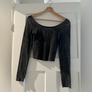 Black Ribbed Long Sleeve Top